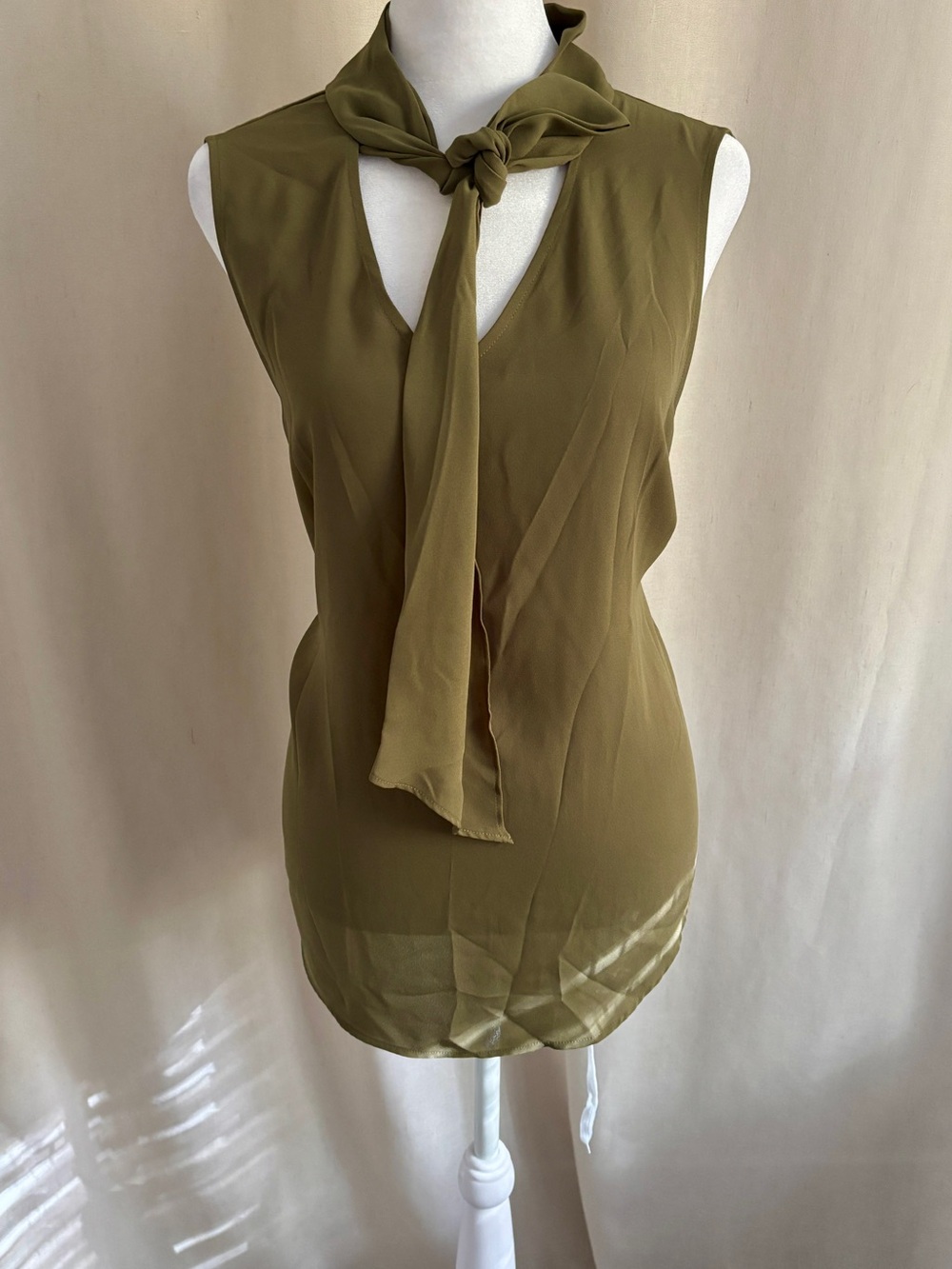 DKNY Chiffon Tie-Neck Blouse — Size L